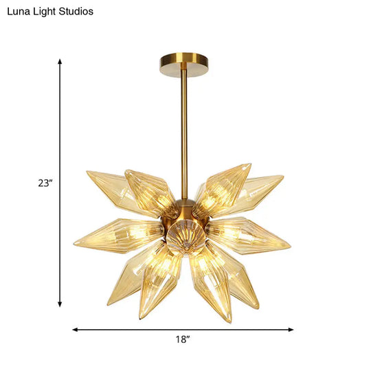 Sputnik Clear/Amber Glass Chandelier - 9/12/15 Bulbs Brass/Copper Finish Living Room Lighting