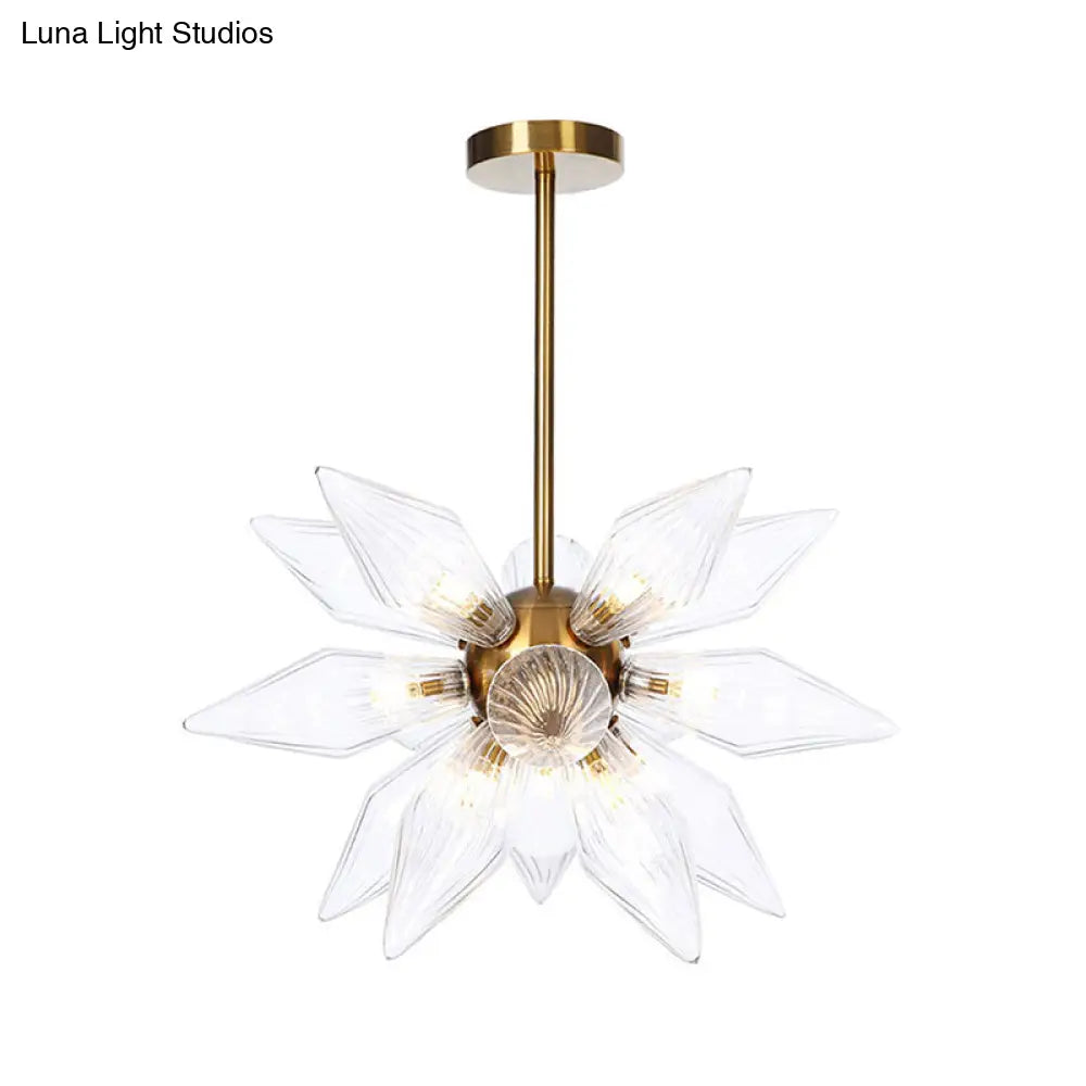 Sputnik Clear/Amber Glass Chandelier - Brass/Copper Finish 9/12/15 Bulbs Living Room Lighting