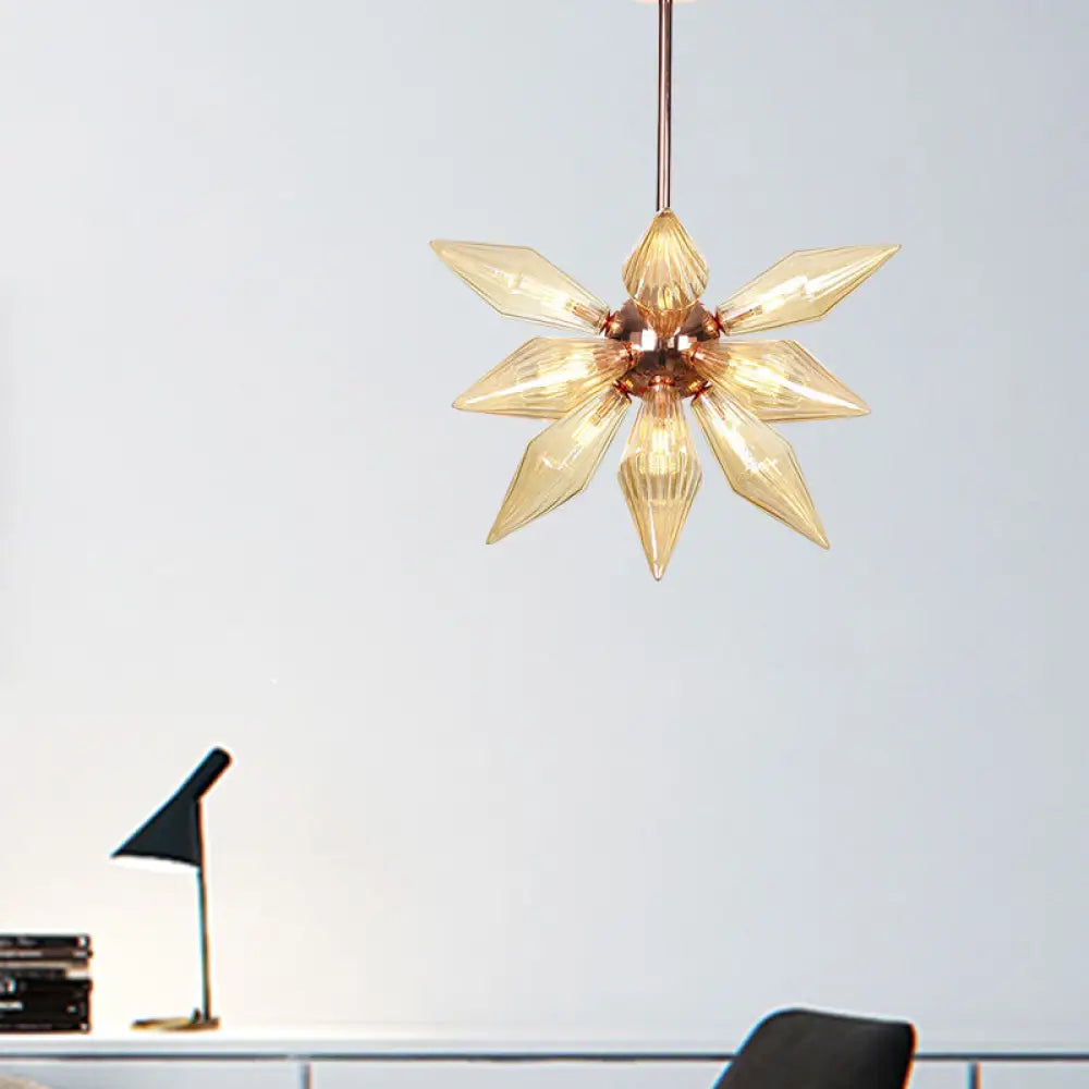 Sputnik Clear/Amber Glass Chandelier - 9/12/15 Bulbs Brass/Copper Finish Living Room Lighting