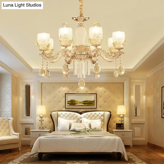 Sputnik Clear Glass Chandelier With 6/8 Gold Pendant Lights - Wide 27.5’/31.5’ Sleek And