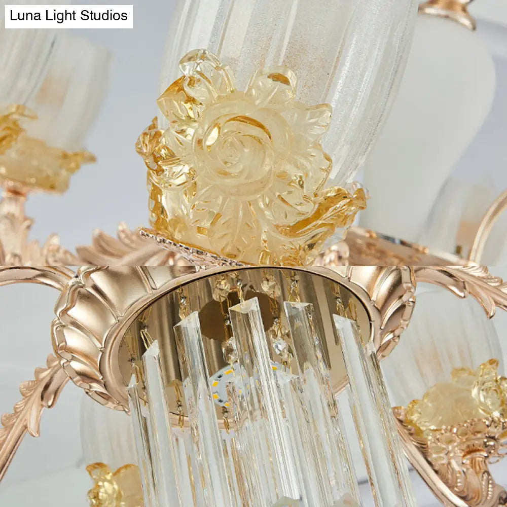 Sputnik Clear Glass Chandelier Light - Modern 6/8 Head Pendant Fixture In Gold Available 27.5 Or