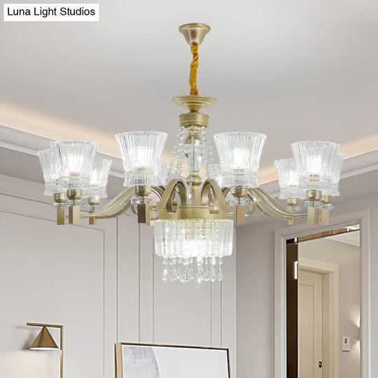 Sputnik Crystal Chandelier - Contemporary Ceiling Light With 11/13/15 Satin Brass Heads 37.5/40.5/41