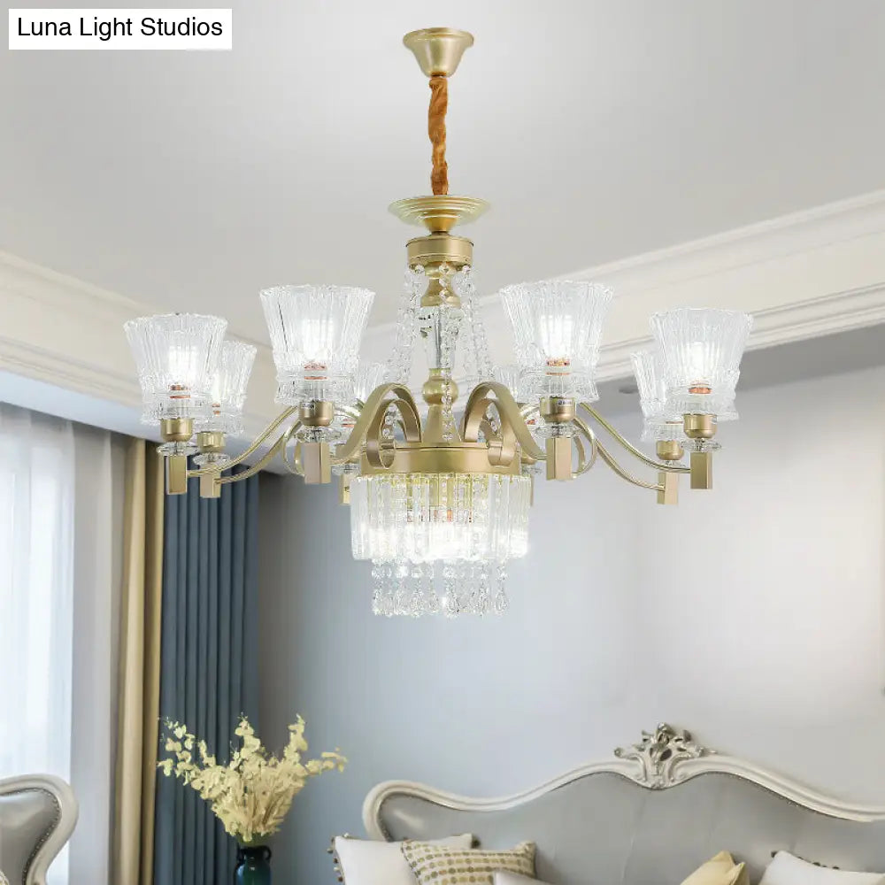 Sputnik Crystal Chandelier - Contemporary Ceiling Light With 11/13/15 Satin Brass Heads 37.5/40.5/41