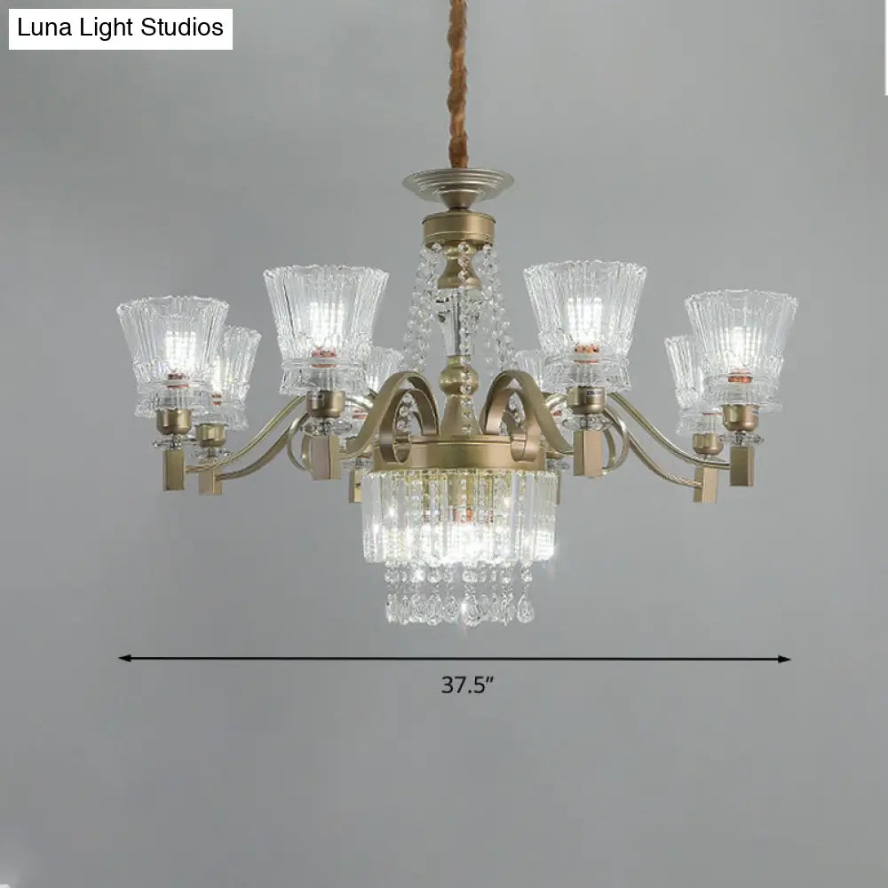 Sputnik Crystal Chandelier - Contemporary Ceiling Light With 11/13/15 Satin Brass Heads 37.5/40.5/41