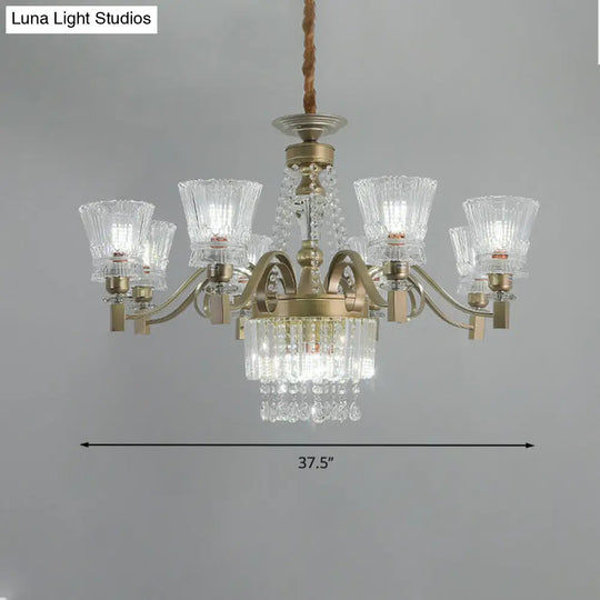 Sputnik Crystal Chandelier - Contemporary Ceiling Light With 11/13/15 Satin Brass Heads 37.5/40.5/41