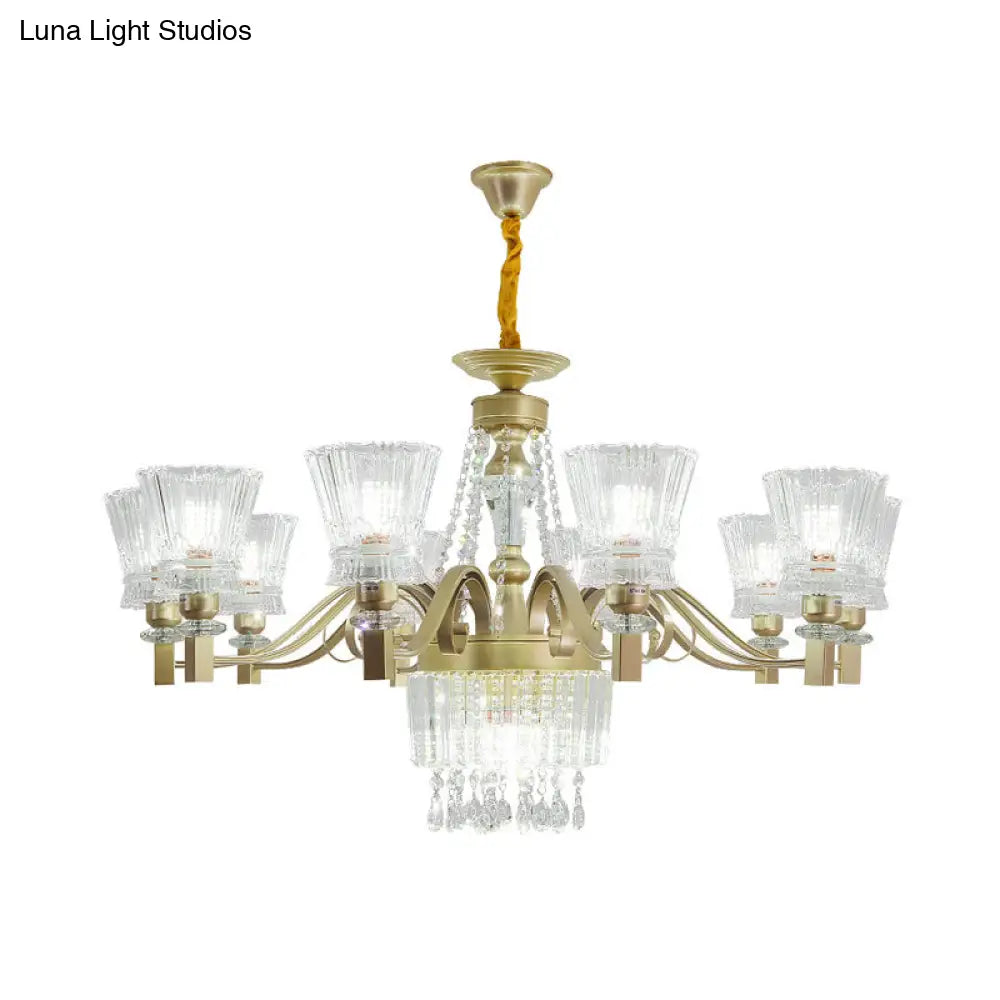 Sputnik Crystal Chandelier - Contemporary Ceiling Light With 11/13/15 Satin Brass Heads 37.5/40.5/41