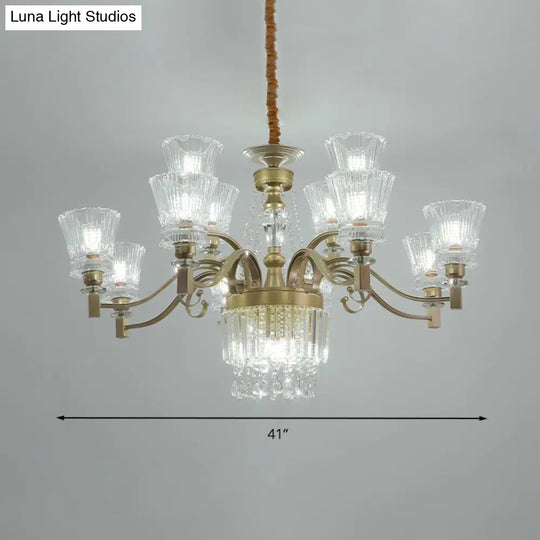 Sputnik Crystal Chandelier - Contemporary Ceiling Light With 11/13/15 Satin Brass Heads 37.5/40.5/41