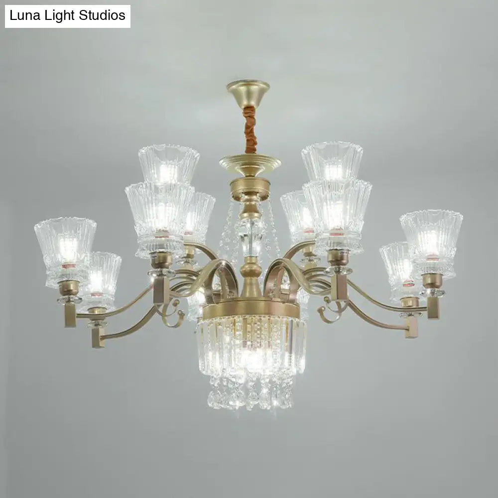 Sputnik Crystal Chandelier - Contemporary Ceiling Light With 11/13/15 Satin Brass Heads 37.5/40.5/41