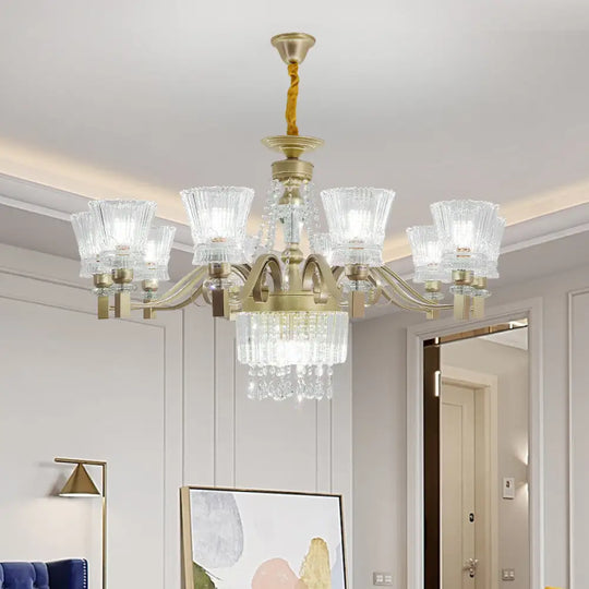 Sputnik Crystal Chandelier - Contemporary Ceiling Light With 11/13/15 Satin Brass Heads 37.5/40.5/41