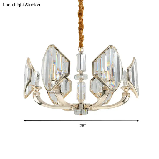 Simplistic Sputnik Chandelier: 6-Headed Crystal Pendant In Gold