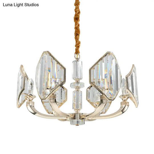 Simplistic Sputnik Chandelier: 6-Headed Crystal Pendant In Gold