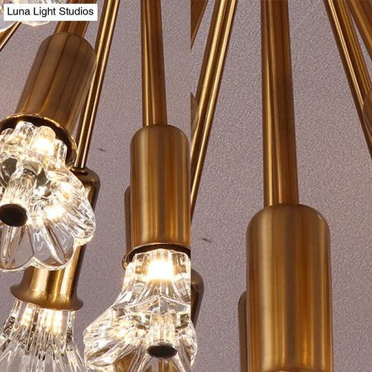 Sputnik Crystal Semi Mount Lighting - Minimalist Brass Flush Light