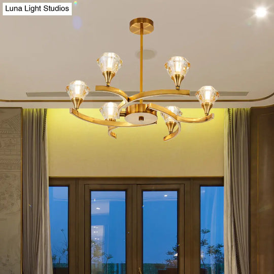 Sputnik Design Diamond Crystal Chandelier - Modern 6/8/10 Light Chrome/Gold Ceiling Fixture 6 / Gold