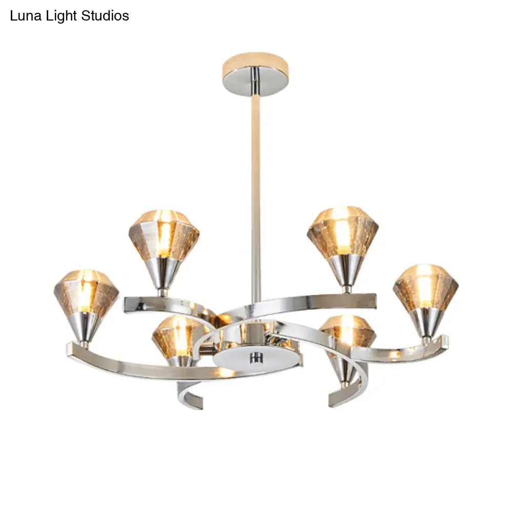 Sputnik Design Diamond Crystal Chandelier Light - Modern Ceiling Lamp Fixture With 6/8/10 Lights In