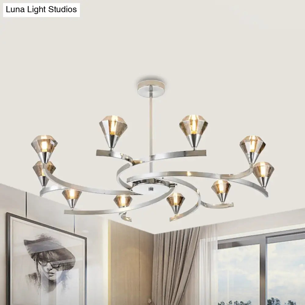 Sputnik Design Diamond Crystal Chandelier - Modern 6/8/10 Light Chrome/Gold Ceiling Fixture