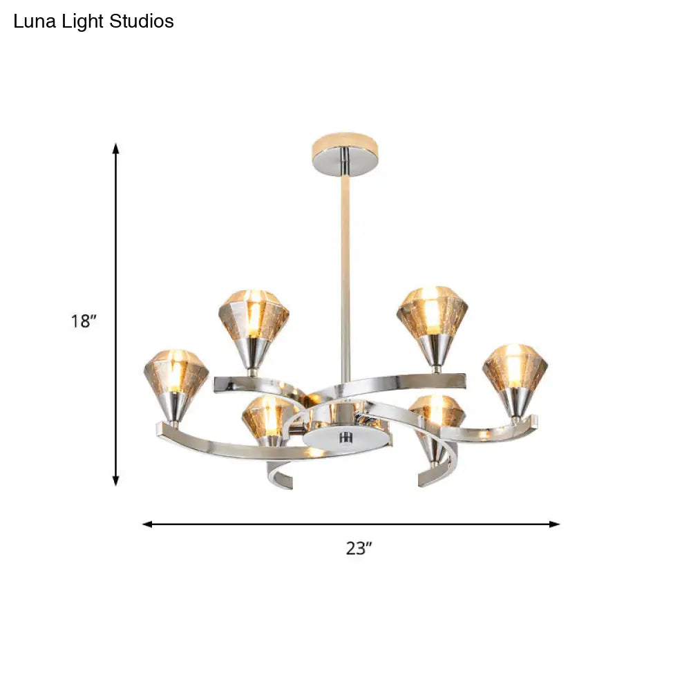 Sputnik Design Diamond Crystal Chandelier - Modern 6/8/10 Light Chrome/Gold Ceiling Fixture