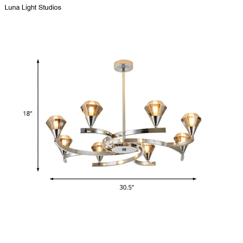 Sputnik Design Diamond Crystal Chandelier - Modern 6/8/10 Light Chrome/Gold Ceiling Fixture