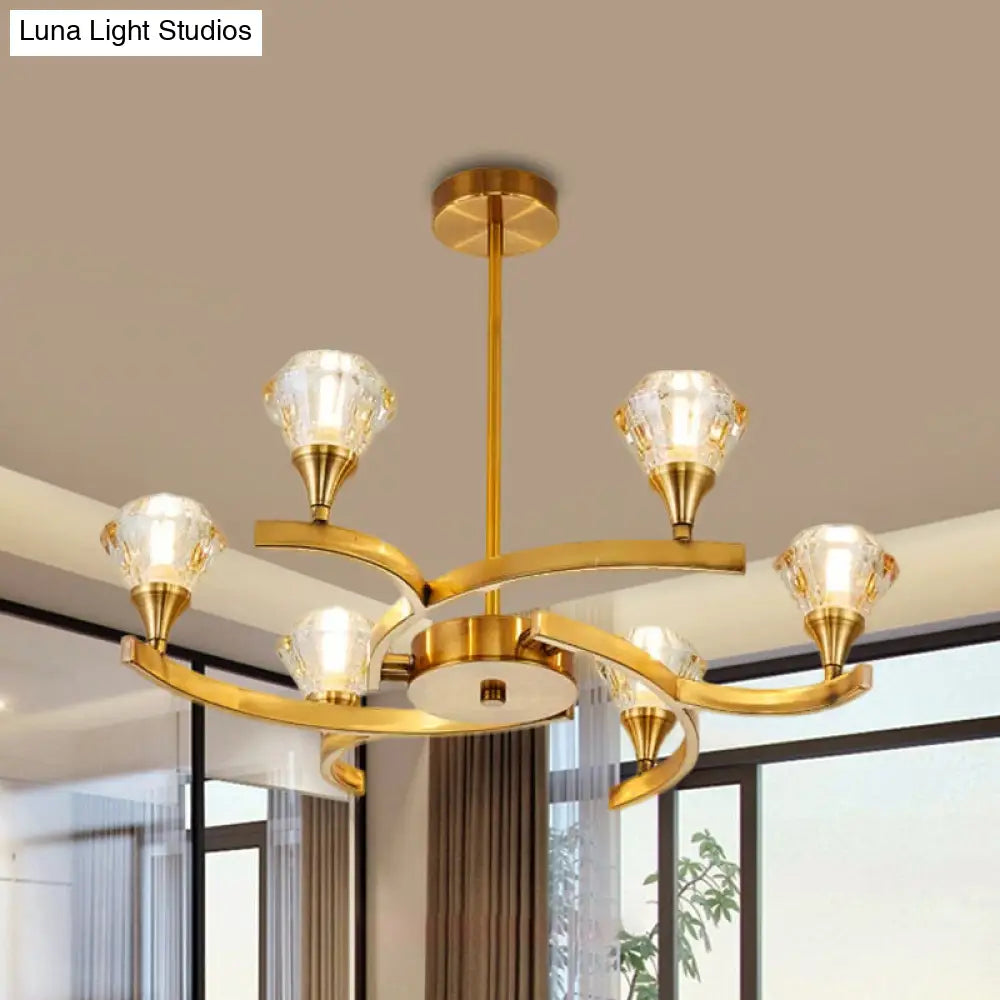 Sputnik Design Diamond Crystal Chandelier - Modern 6/8/10 Light Chrome/Gold Ceiling Fixture