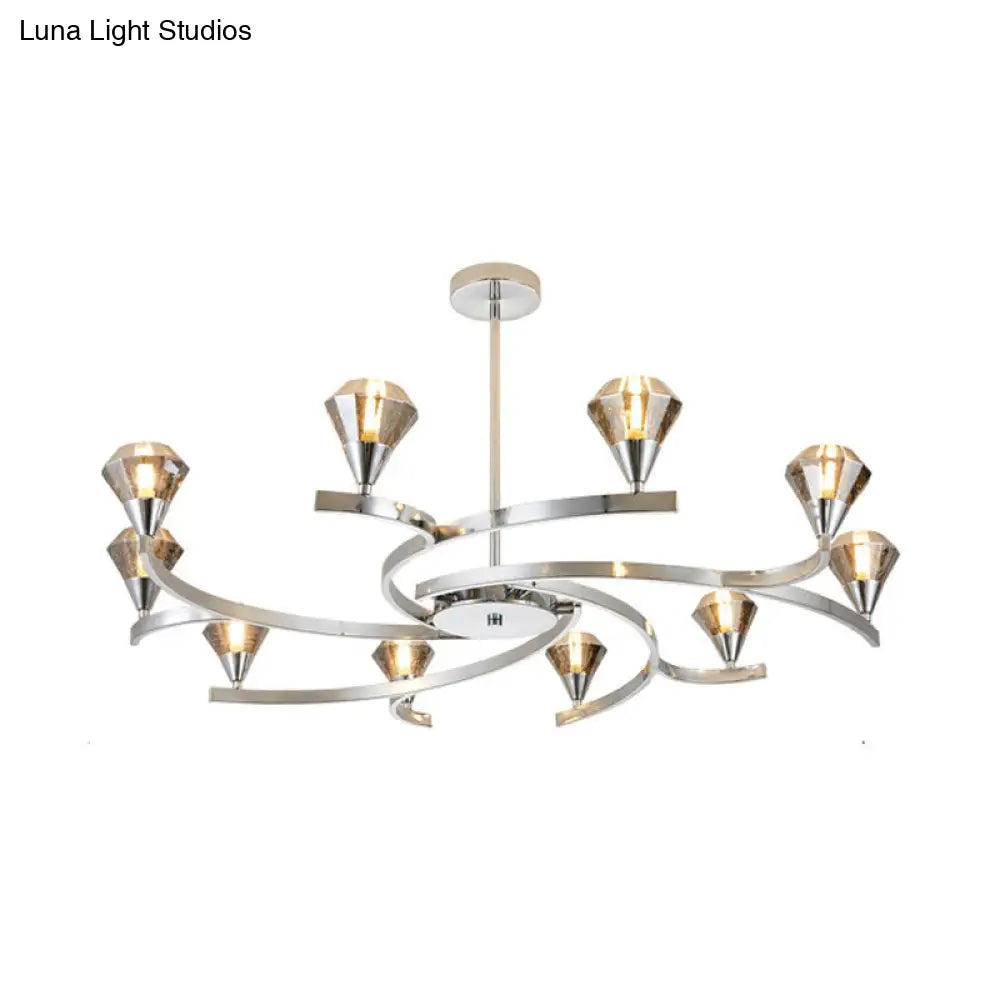 Sputnik Design Diamond Crystal Chandelier - Modern 6/8/10 Light Chrome/Gold Ceiling Fixture