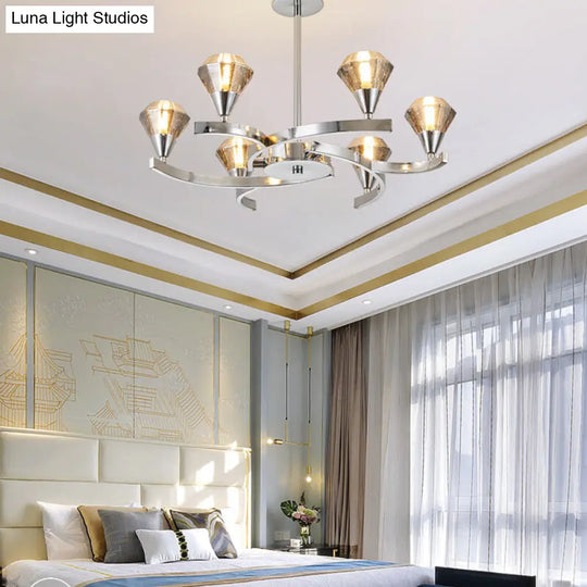 Sputnik Design Diamond Crystal Chandelier - Modern 6/8/10 Light Chrome/Gold Ceiling Fixture 6 /