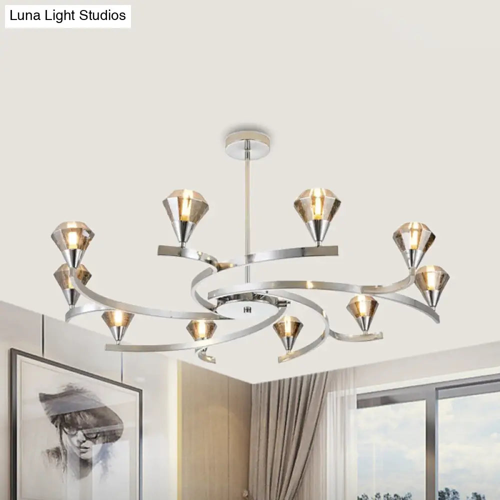 Sputnik Design Diamond Crystal Chandelier Light - Modern Ceiling Lamp Fixture With 6/8/10 Lights In