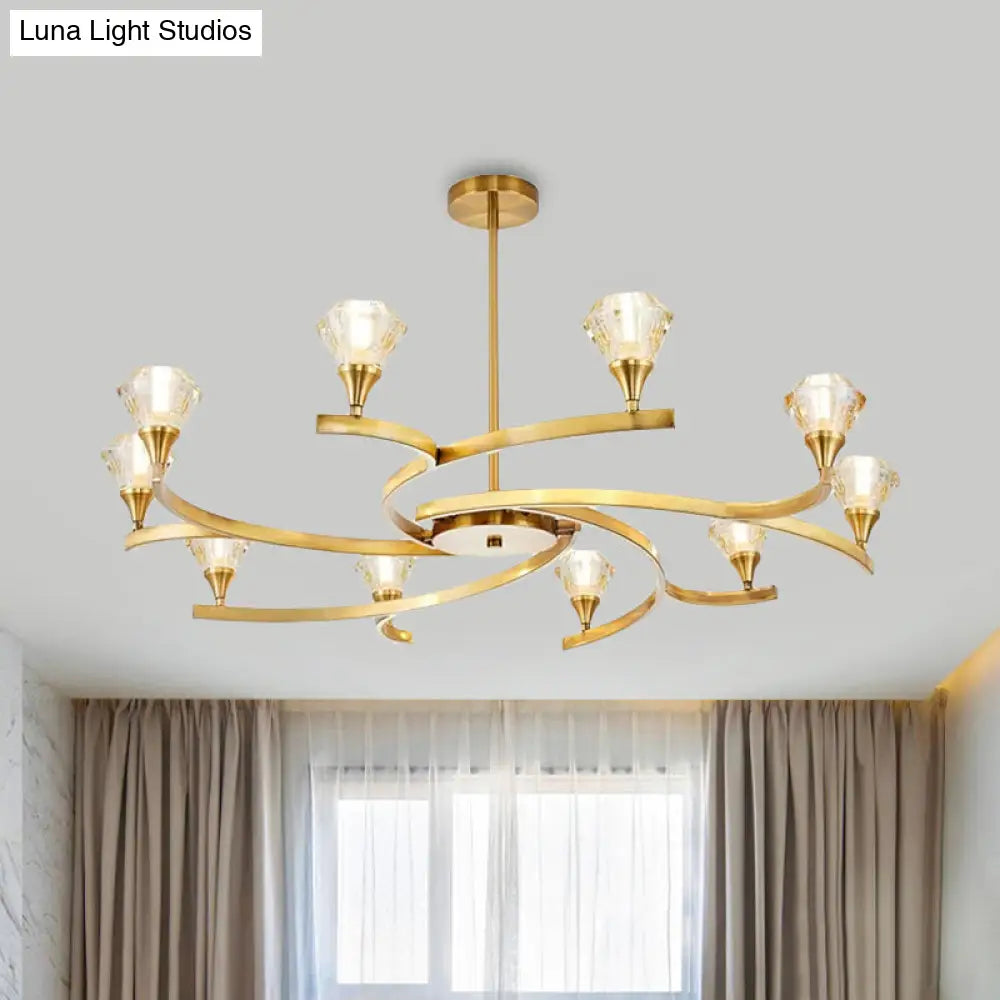 Sputnik Design Diamond Crystal Chandelier - Modern 6/8/10 Light Chrome/Gold Ceiling Fixture