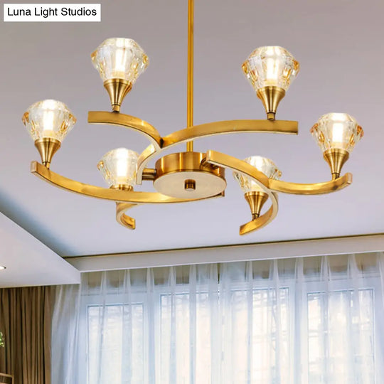 Sputnik Design Diamond Crystal Chandelier - Modern 6/8/10 Light Chrome/Gold Ceiling Fixture