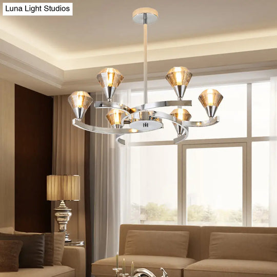 Sputnik Design Diamond Crystal Chandelier - Modern 6/8/10 Light Chrome/Gold Ceiling Fixture