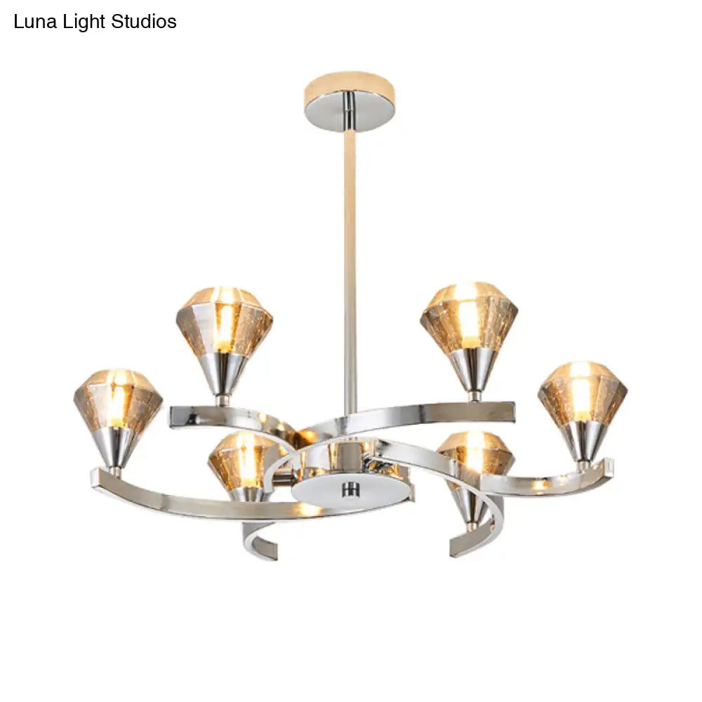 Sputnik Design Diamond Crystal Chandelier - Modern 6/8/10 Light Chrome/Gold Ceiling Fixture