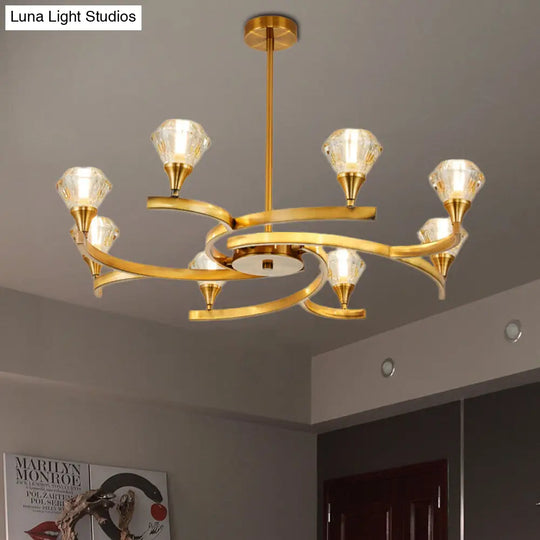 Sputnik Design Diamond Crystal Chandelier - Modern 6/8/10 Light Chrome/Gold Ceiling Fixture