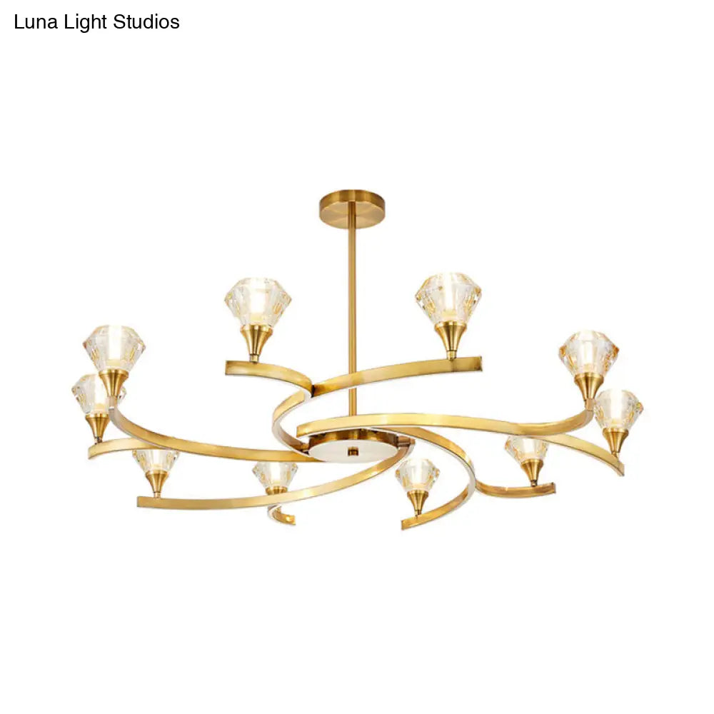 Sputnik Design Diamond Crystal Chandelier - Modern 6/8/10 Light Chrome/Gold Ceiling Fixture