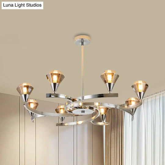 Sputnik Design Diamond Crystal Chandelier - Modern 6/8/10 Light Chrome/Gold Ceiling Fixture