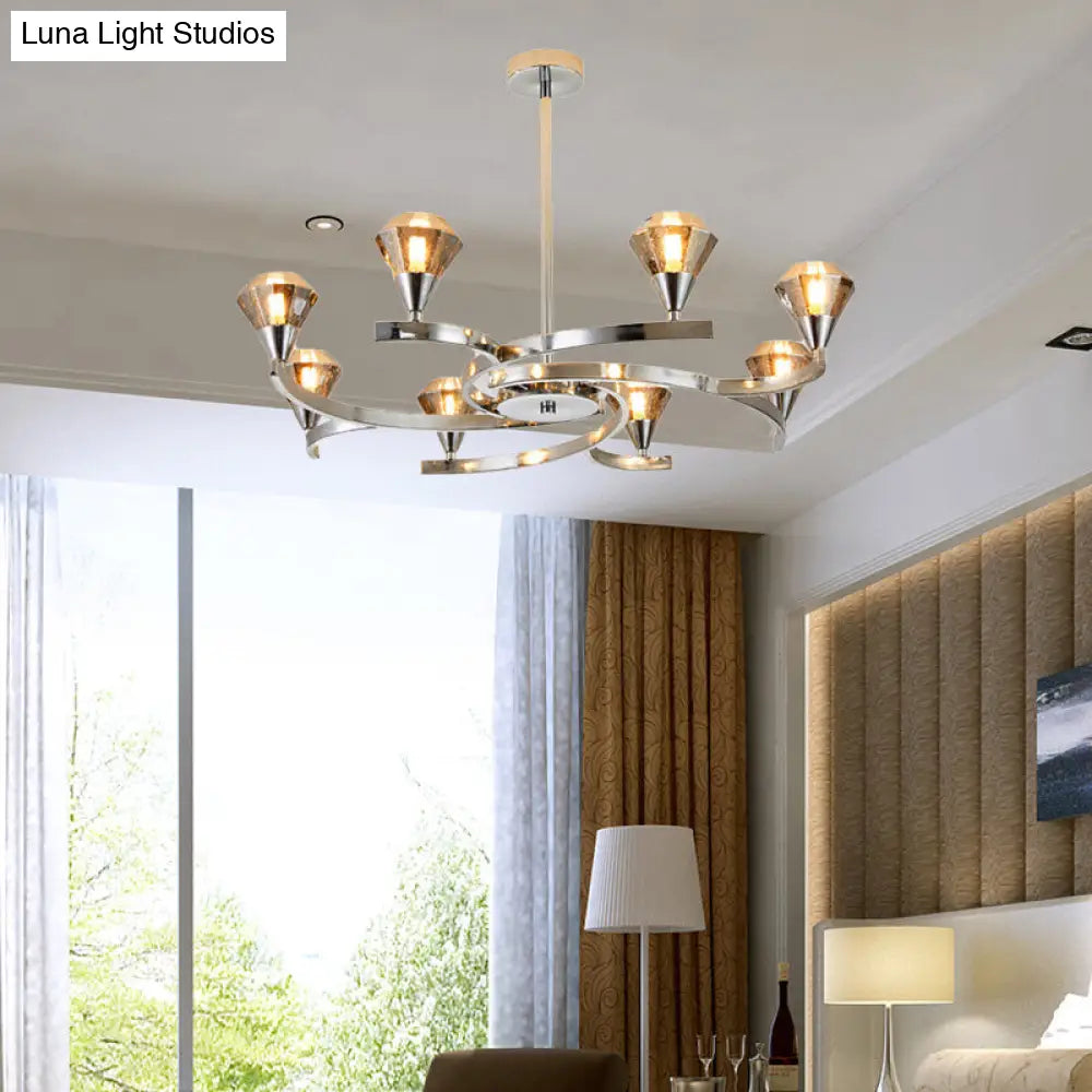 Sputnik Design Diamond Crystal Chandelier - Modern 6/8/10 Light Chrome/Gold Ceiling Fixture 8 /