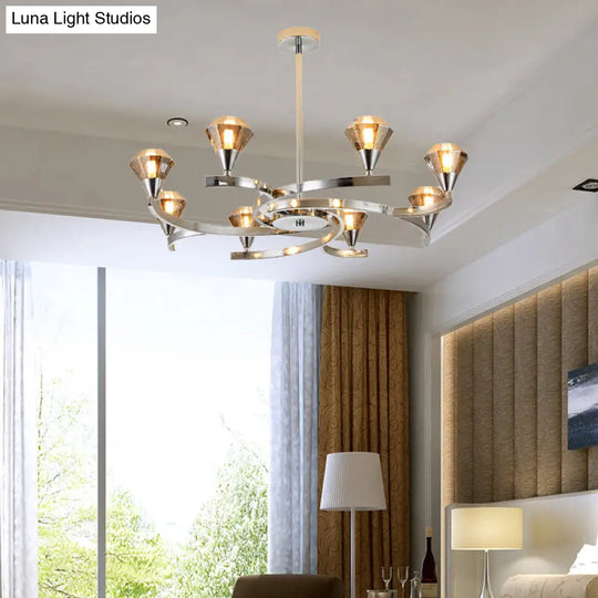 Sputnik Design Diamond Crystal Chandelier - Modern 6/8/10 Light Chrome/Gold Ceiling Fixture 8 /