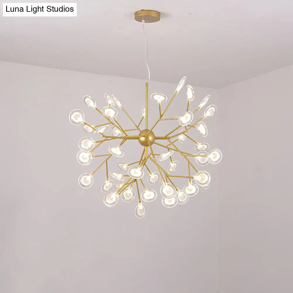 Minimalist Led Bedroom Chandelier - Sputnik Firefly Suspension Light With Acrylic Features 45 / Gold