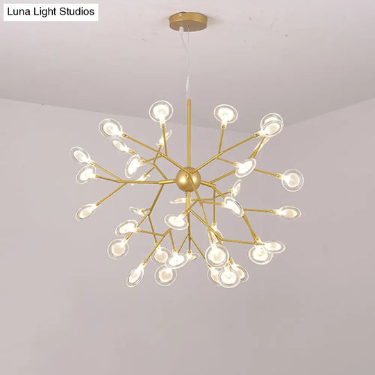 Minimalist Led Bedroom Chandelier - Sputnik Firefly Suspension Light With Acrylic Features 36 / Gold