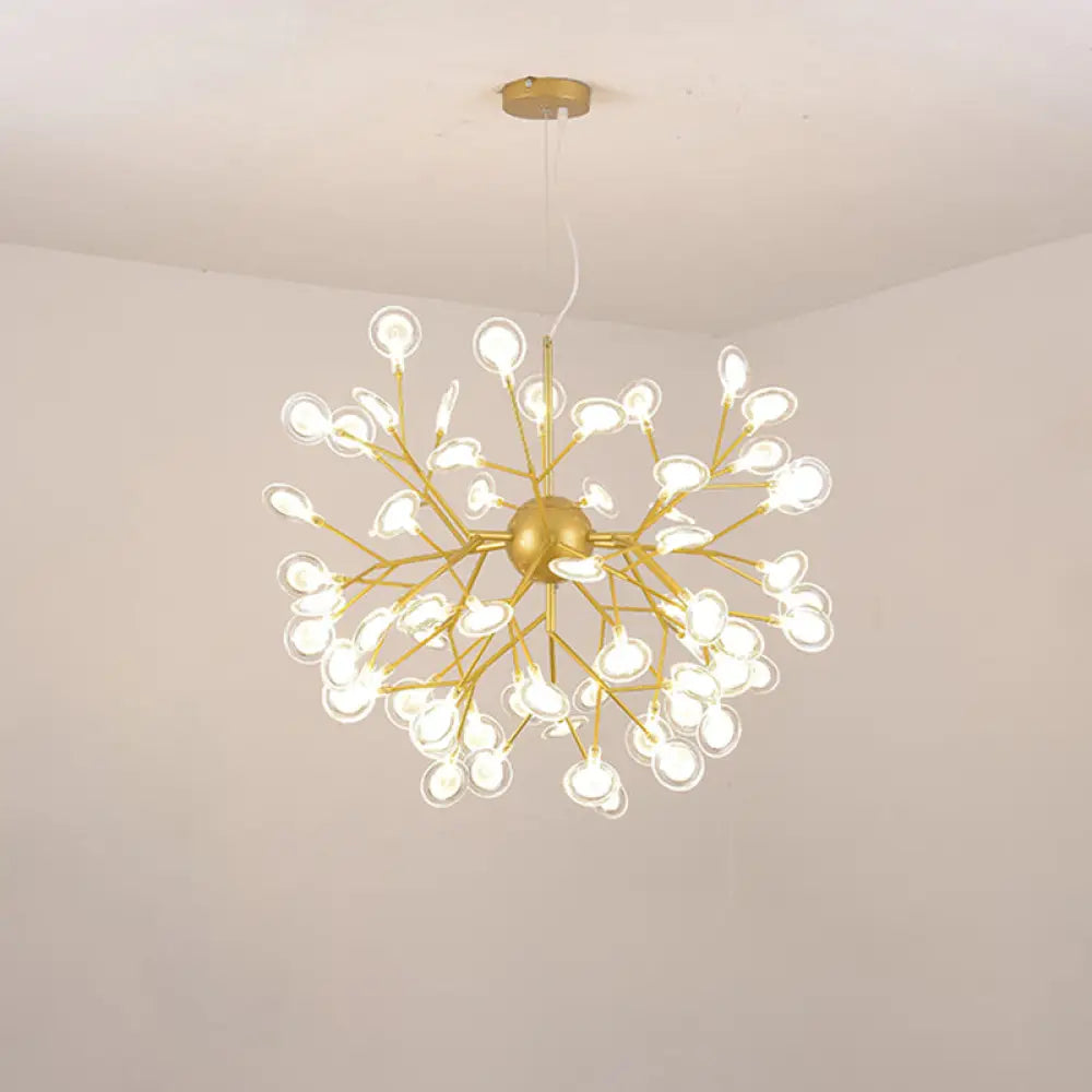 Sputnik Firefly Led Suspension Light - Acrylic Bedroom Chandelier Lighting 63 / Gold