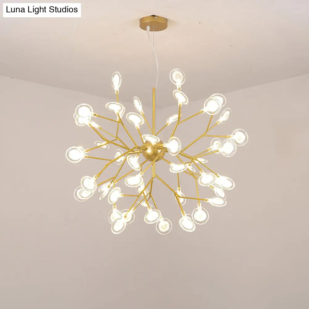 Minimalist Led Bedroom Chandelier - Sputnik Firefly Suspension Light With Acrylic Features 54 / Gold