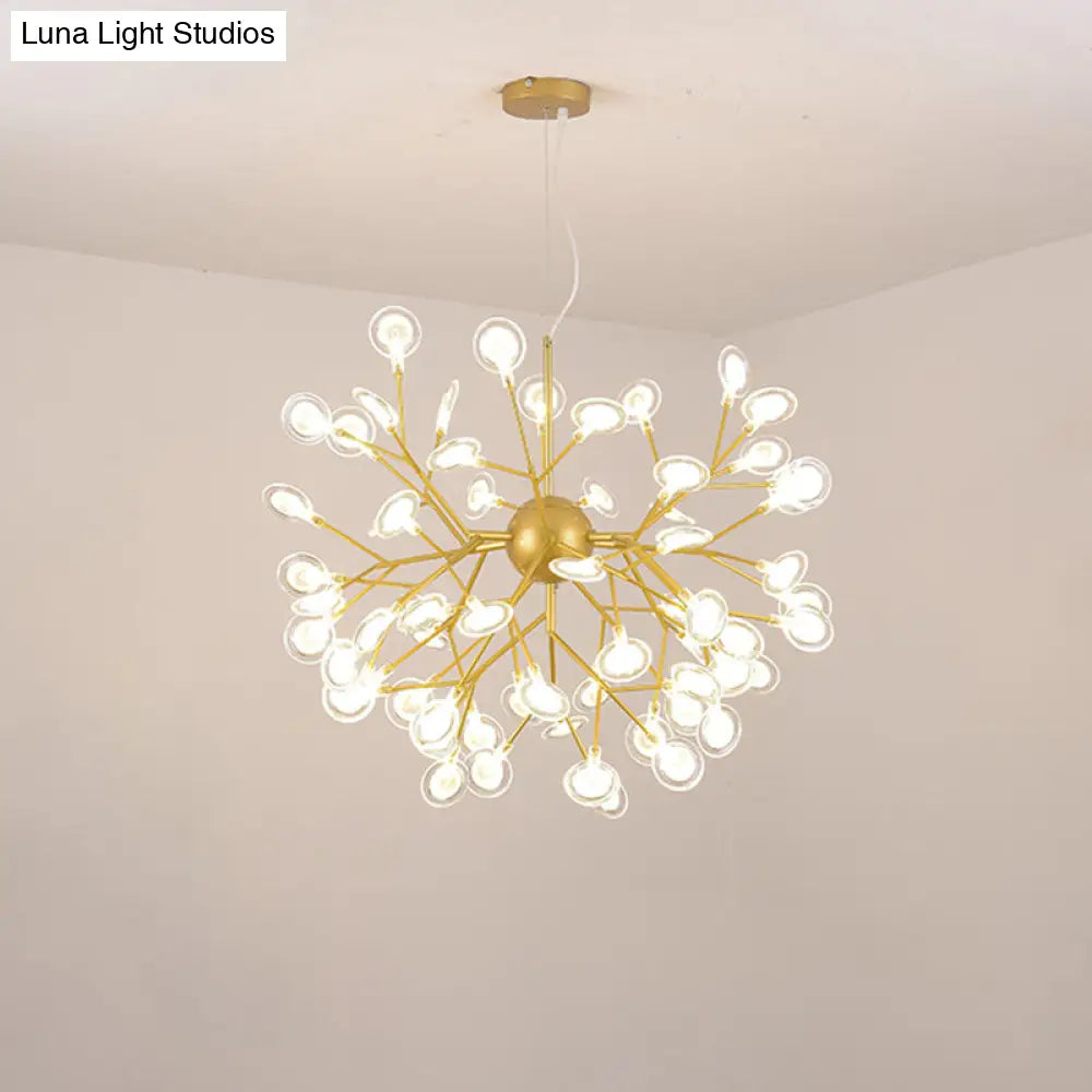 Minimalist Led Bedroom Chandelier - Sputnik Firefly Suspension Light With Acrylic Features 63 / Gold