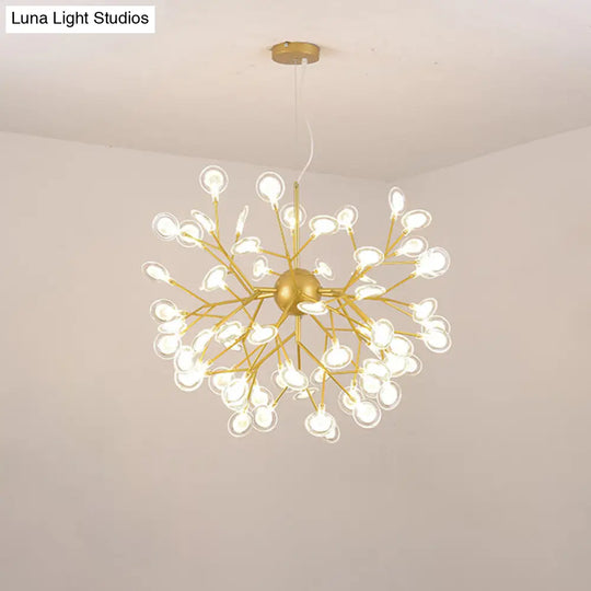 Minimalist Led Bedroom Chandelier - Sputnik Firefly Suspension Light With Acrylic Features 63 / Gold