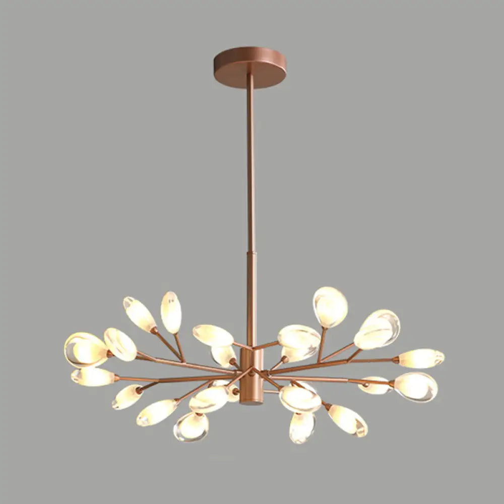 Sputnik Firefly Modern Led Ceiling Light - Acrylic Chandelier Fixture For Living Room 24 / Rose Gold