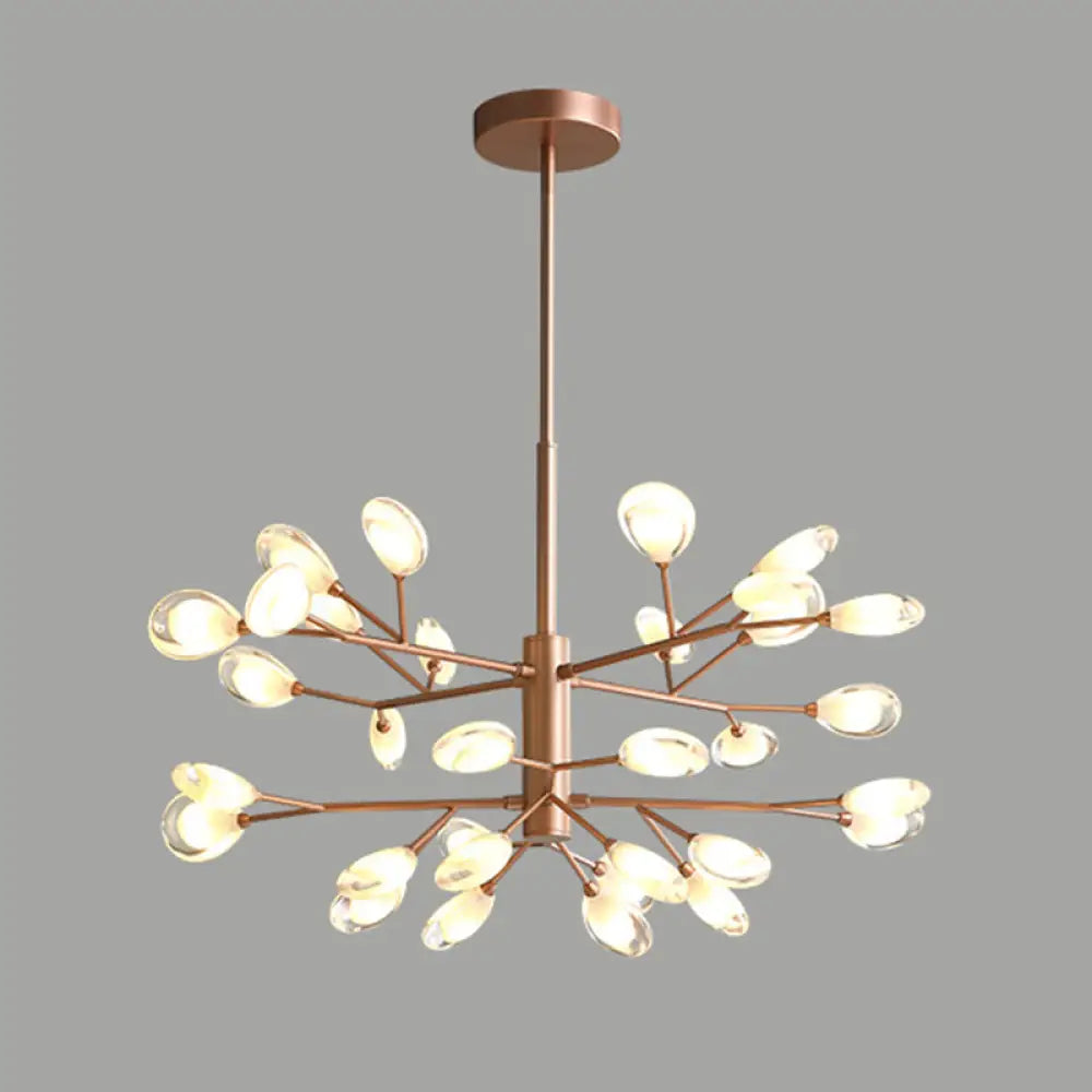 Sputnik Firefly Modern Led Ceiling Light - Acrylic Chandelier Fixture For Living Room 32 / Rose Gold