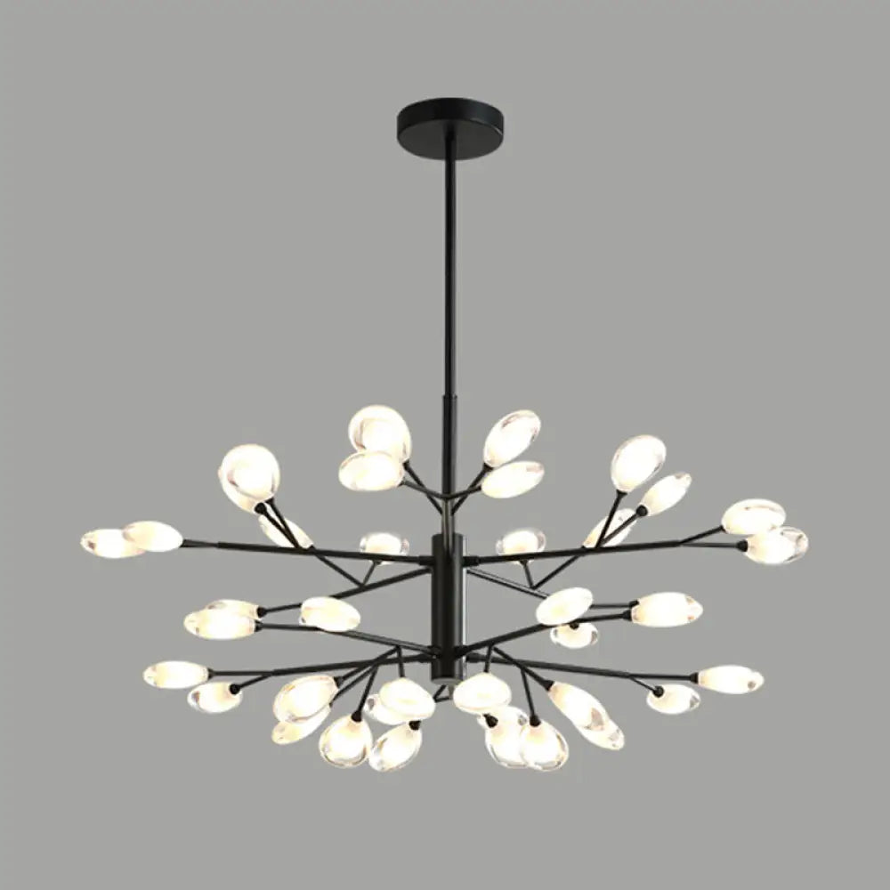 Sputnik Firefly Modern Led Ceiling Light - Acrylic Chandelier Fixture For Living Room 40 / Black