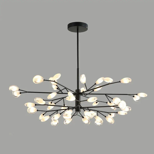 Sputnik Firefly Modern Led Ceiling Light - Acrylic Chandelier Fixture For Living Room 48 / Black