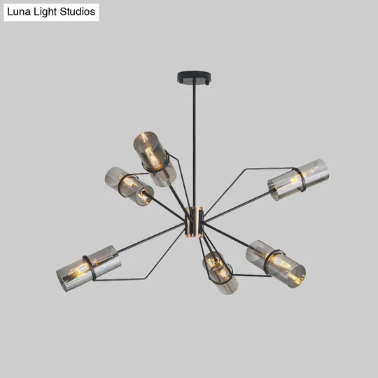 Sputnik Glass Chandelier - Industrial Hanging Light In Black Clear/Smoke 3/6 Heads Perfect For