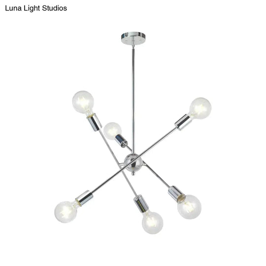 Sputnik Hanging Chandelier - Industrial Metal Pendant Light With 6/8/10 Bulbs In Brass/Chrome For