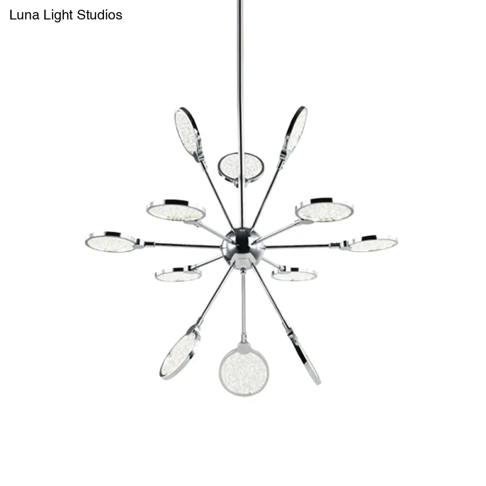 Sputnik Hanging Chandelier: Modern Metallic Led Pendant Light With Acrylic Shade In Warm/White