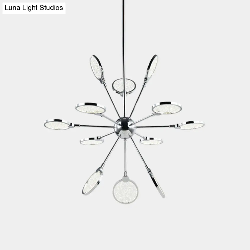 Sputnik Hanging Chandelier: Modern Metallic Led Pendant Light With Acrylic Shade In Warm/White