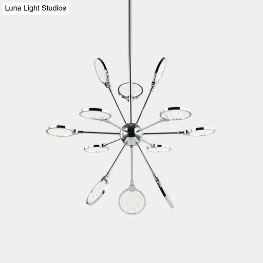 Sputnik Hanging Chandelier: Modern Metallic Led Pendant Light With Acrylic Shade In Warm/White