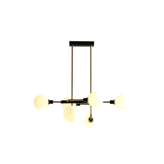 Sputnik Hanging Island Light - Minimalist Glass Ball Pendant For Dining Room 6 / Gold Milk White